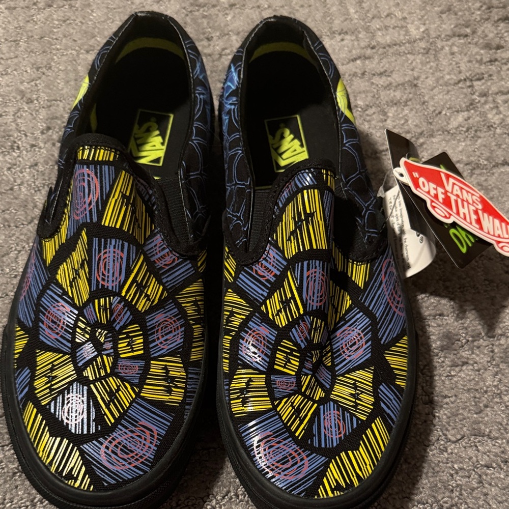 Vans Nightmare Before Christmas Slip-On Sneakers - Black, Yellow, and Blue - Picture 2 of 3